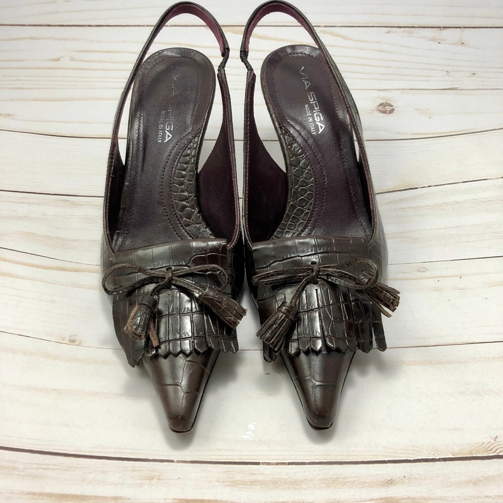 VGUC VIA SPIGA Slingback heel Brown Menswear